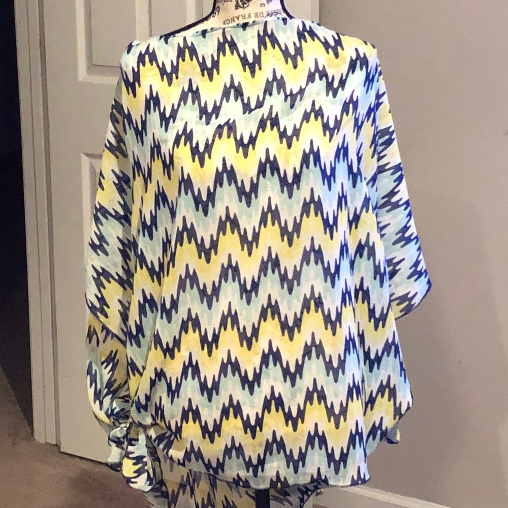 MACBETH COLLECTION Chevron Print Caftan Cover Up
